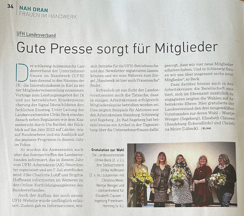 gute Presse sorgt für Mitglieder UFH Schleswig-Holstein